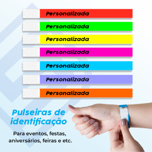 Pulseira de identificação tyvek personalizada Nylon 2x25cm A escolher  brilho personalizada